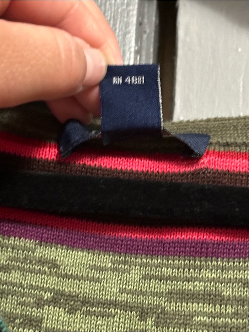 Chaps Olive Green Multicolor Striped Wrap-Front Tank(does not open) - Picture 4 of 6